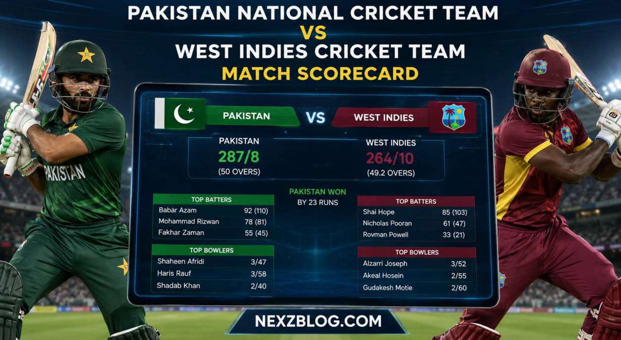 Pakistan National Cricket Team vs West Indies Cricket Team Match Scorecard: Key Highlights, Player Performances, and Stats Breakdown 1 Pakistan National Cricket Team vs West Indies Cricket Team Match Scorecard